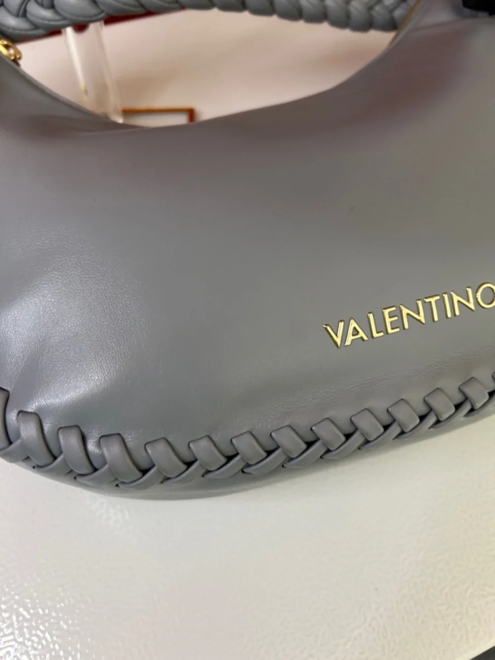 Valentino Light Blue Braided Handle Hobo with Scarf Bow - Picture 8 of 10